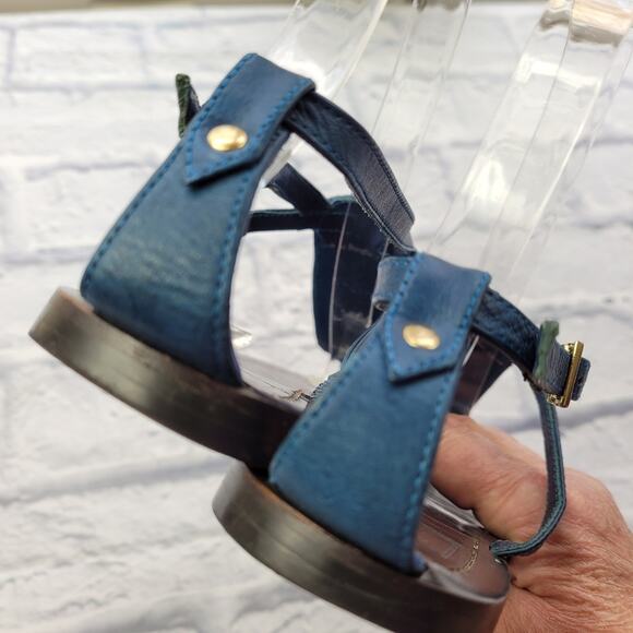 Diane von Furstenberg DVF Blue T-strap Sequin Colorblock Sandal size 6 1/2 - Picture 8 of 16